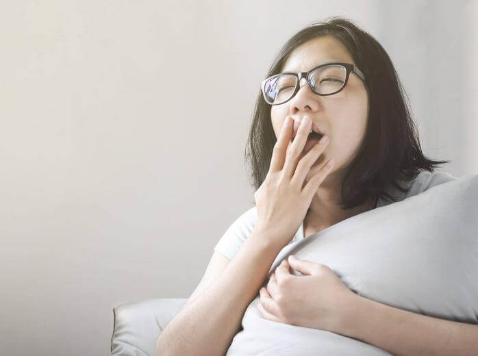 woman yawning